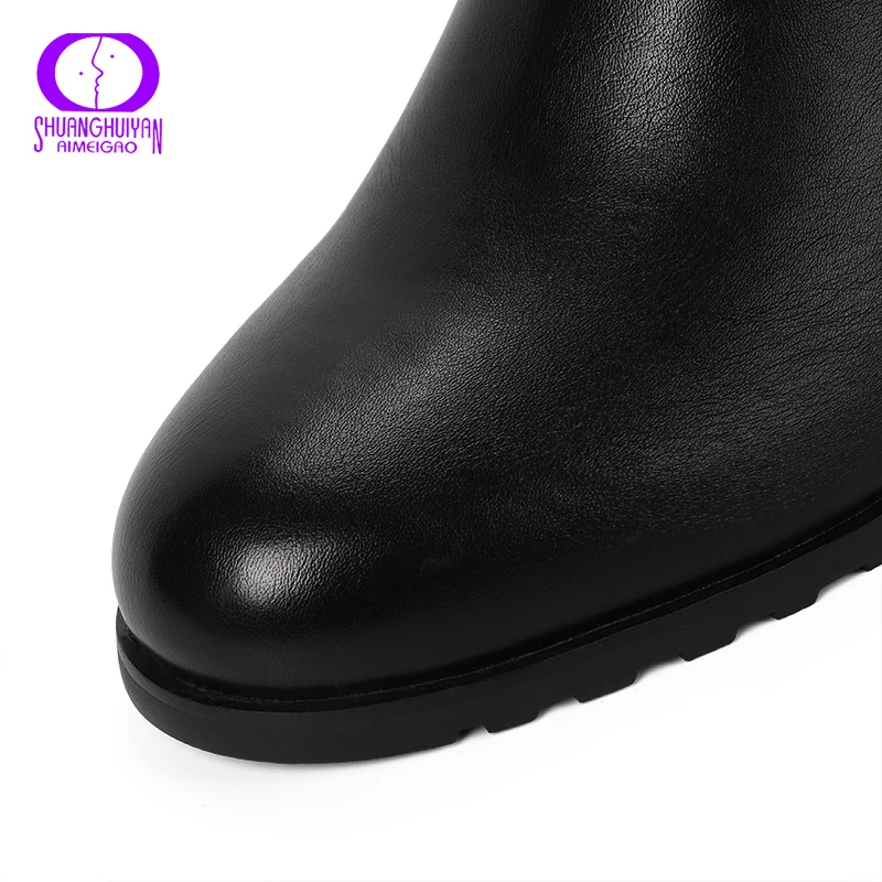 AIMEIGAO New 2017 Winter High Boots Round Toe knee High Boots Zipper Boots Winter Shoes For Women zapatos de mujer de moda Women's Shoes