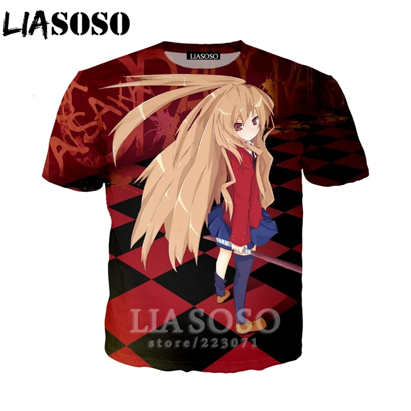 LIASOSO Летний Новый мужской женский модный свитшот 3D принт аниме Toradora футболка с