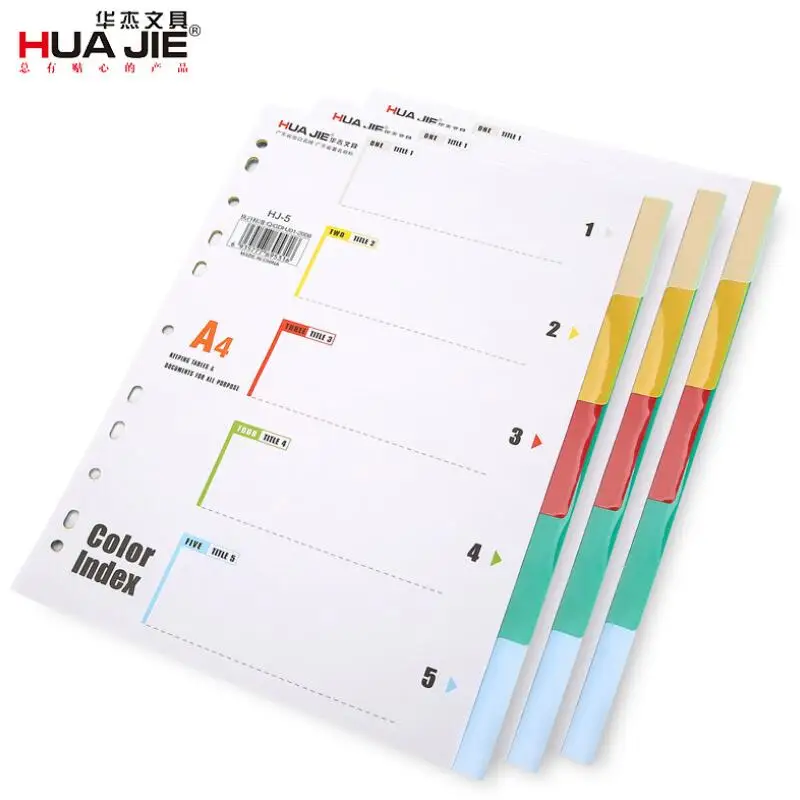 us 2 66 31 off huajie 5 pages package category page 11 holes a4 comix binder inner page dividers set for spiral notebook loose leaf index paper in page binder