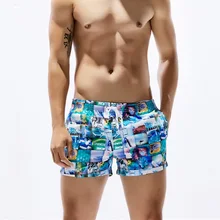Мужская быстросохнущая одежда для купания с мультяшным принтом, пляжные шорты, мужские плавки, боксеры, шорты, Sunga Maillot De Bain