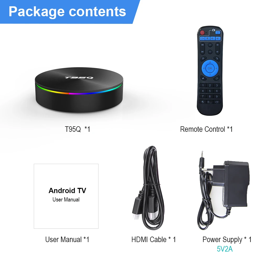 Интеллектуальная ТВ приставка PULIERDE T95Q Amlogic S905X2 4 Гб 64 ГБ Android 9 0 Bluetooth 2 H2.65 4K ГГц/5 ГГц