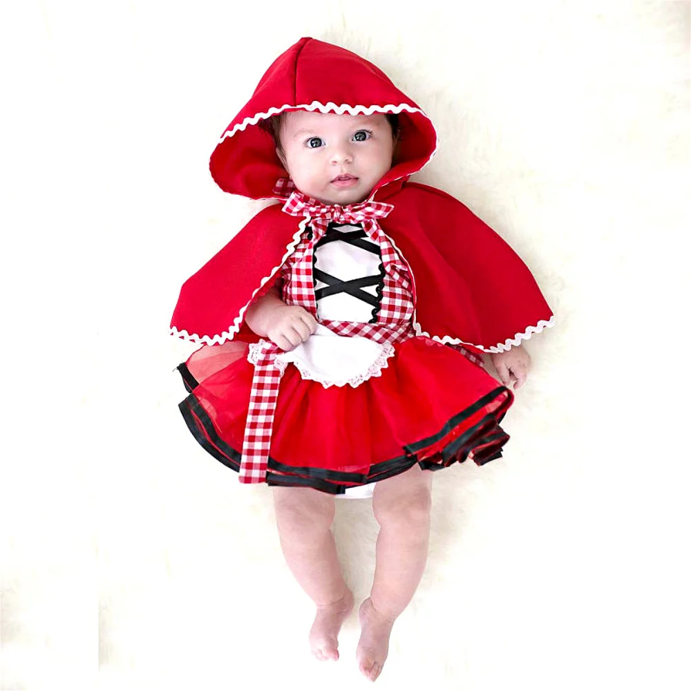 Newborn Baby Girls Tutu Dress + Cape Cloak Outfit Little Red Riding Hood  Cosplay Photo Prop Costume Party Dresses Baby Clothes - Dresses - AliExpress