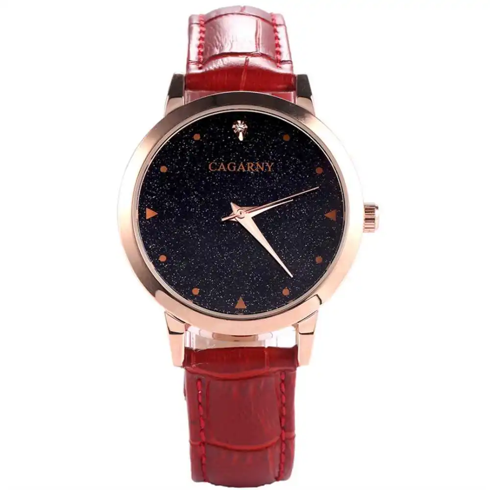 

CAGARNY Brand Starry sky Vintage Roman Scale Fashion Quartz Watches Ladies Hands Leather Dress Waterproof clock WristWatch Gifts
