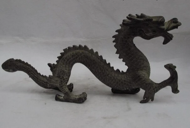 

USPS to USA S0797 Chinese folk fengshui Bronze copper carved lucky fly Dragon play bead Statue B0401