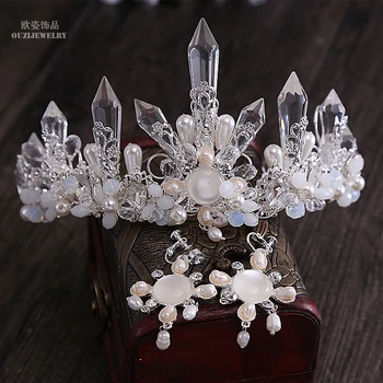 

luxury retro Baroque Crystal Crown bride head Queen's Crown Princess hair jewelry wholesale