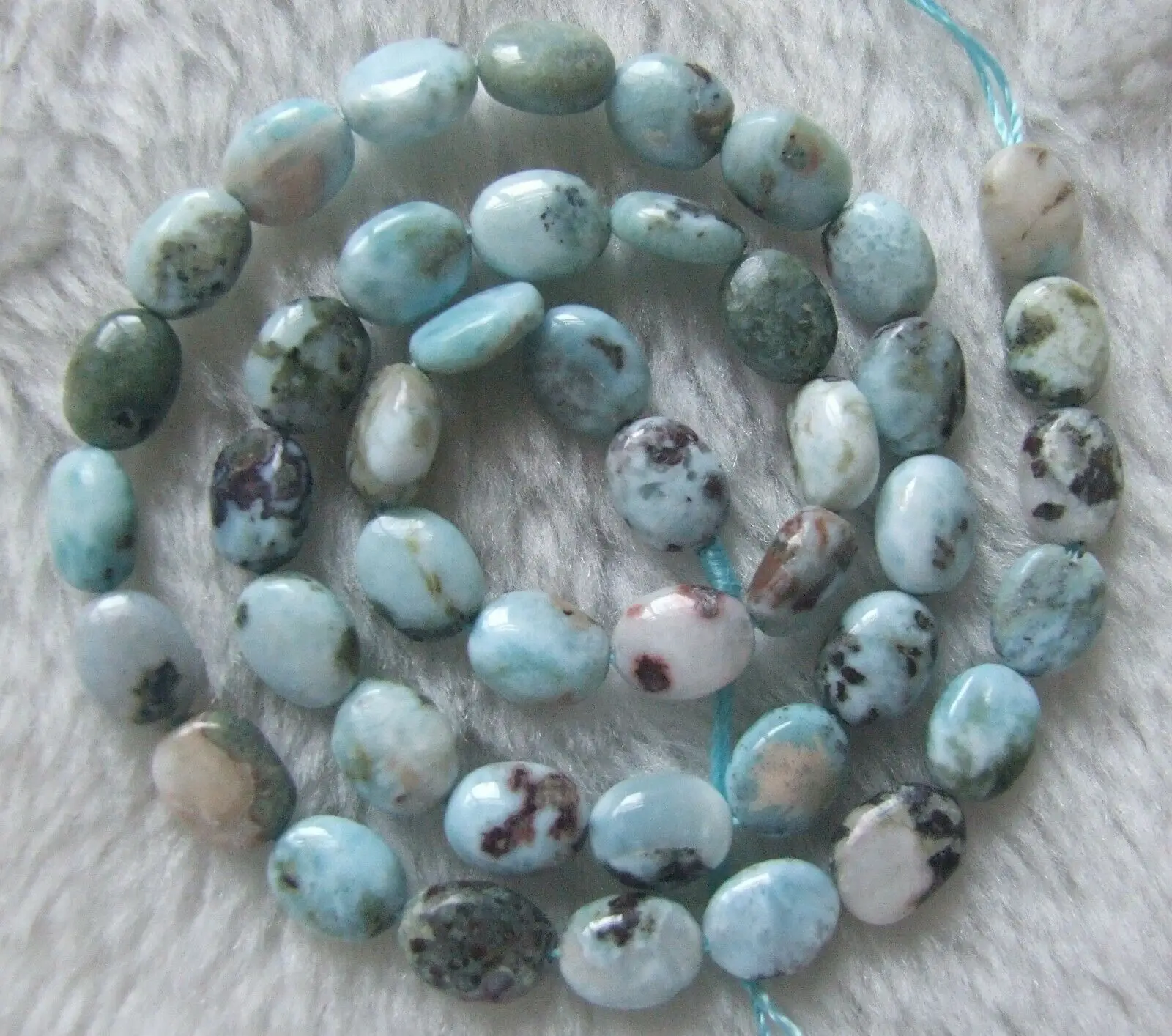 

7x9mm Natural Larimar Oval Loose Beads 15.5Inch