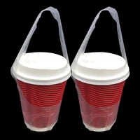 300Pcs/ Lot 12.5x23cm T-Shaped Bayonet Type Single Cup Carrier Packaging Bag Plastic Clear Portable Handle Beverage Package Bags 2