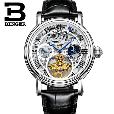 Швейцарские Бингер мужские часы люксовый бренд Tourbillon Relogio Masculino водонепроницаемые механические наручные часы B-1171-4 - Цвет: Item 3