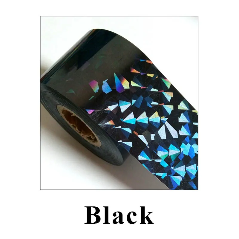1 рулон переводные наклейки для нейл-арта в форме драгоценного камня лазерные Фольга для ногтей звездное небо голографическое украшение для маникюра «сделай сам» - Цвет: Black