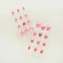 New 24 pieces (Pre-glue) Sweet Love Sexy Lady 3D Fashion Style Plastic Art Long Fake false Sticker Nail Tips Free Glue Gel E001