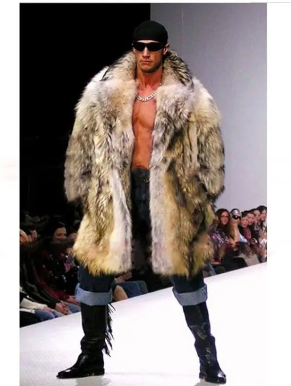 

Autumn and winter new suede mink fur faux fur coat whole mink coat men's lapel leeches long coat top size
