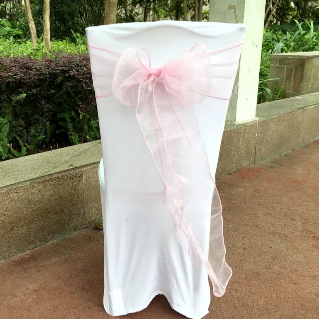 50pieces Light Pink Color Organza Bands Sash Wedding Chair Sashes 50pieces Light Pink Color Organza Bands Sash Wedding Chair Sashes Bow Banquet Party Decoration