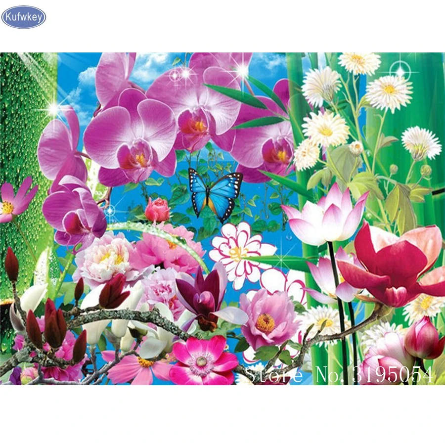 

diamond embroidery 5d diamond painting full diamond mosaic orchid,lotus,Magnolia flower of rhinestones cross-stitch home decor