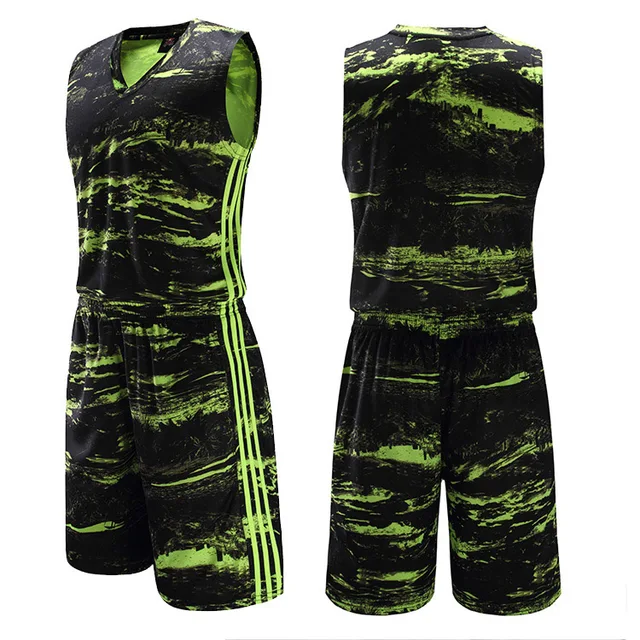 New Mens Camouflage Basketball Jersey Sets Throwback College Basketball