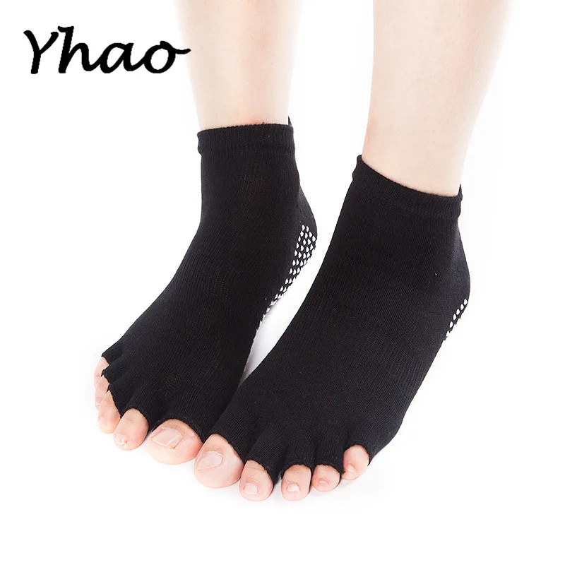 Yhao Йога Toeless носки нескользящие лодыжки сцепление носки для женщин профессиональный Пилатес фитнес спортзал спортивные носки