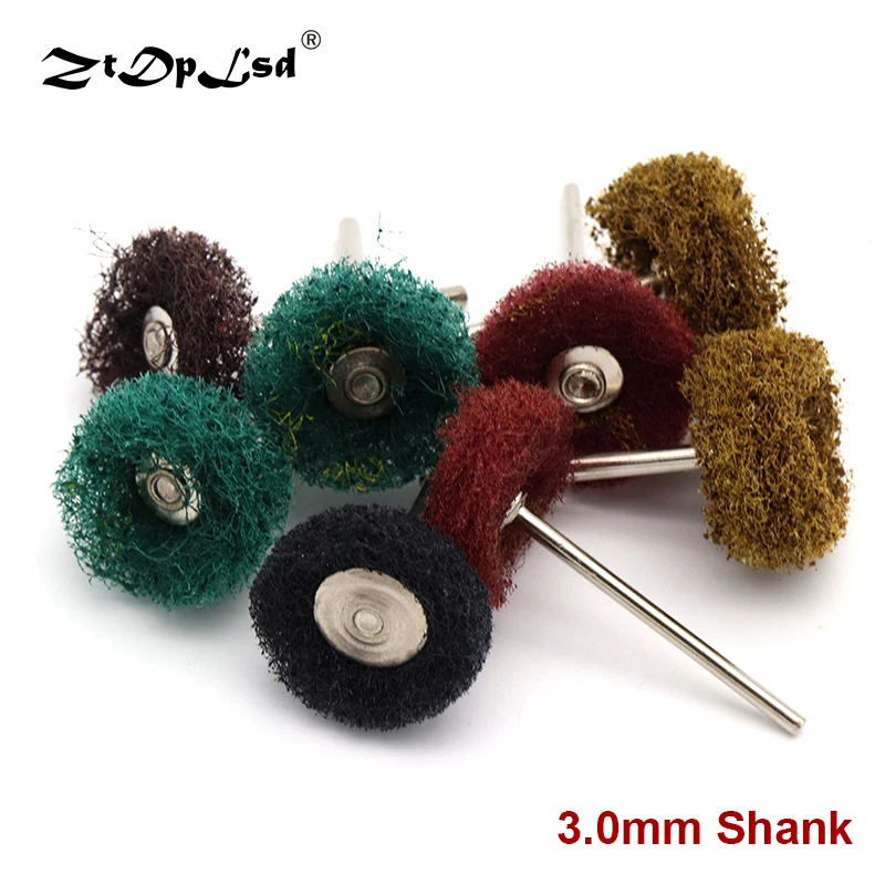  5pcs 3.0mm Shank Electric Grinding Steel Rotary Brush Abrasive Wheel Metal Surface Buffing Polishin