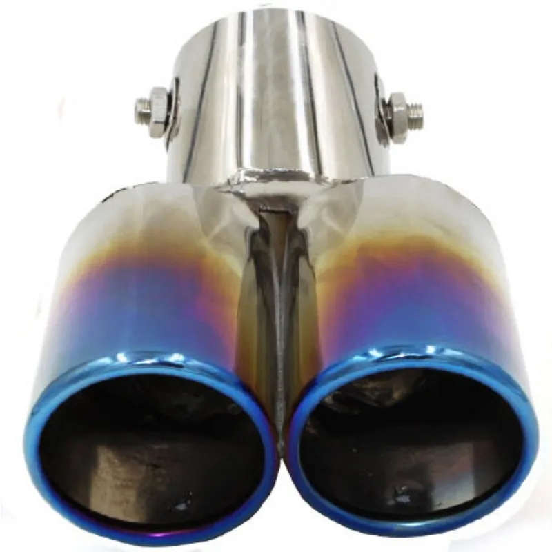 YZ bend blue double tilt pipe Universal cool Exhaust Tailpipe 63mm