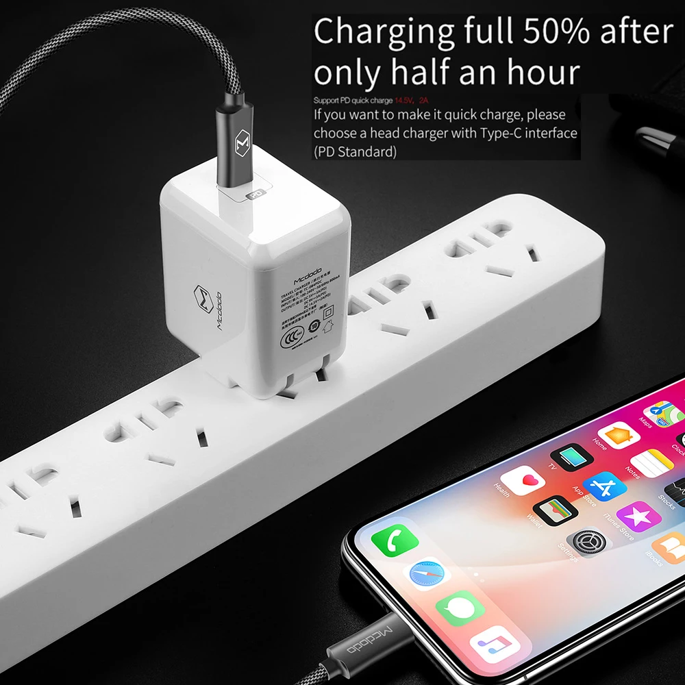Mcdodo 18 Вт PD кабель для быстрой зарядки iPhone X 8 Plus iPad Lightning к Type C зарядный передачи