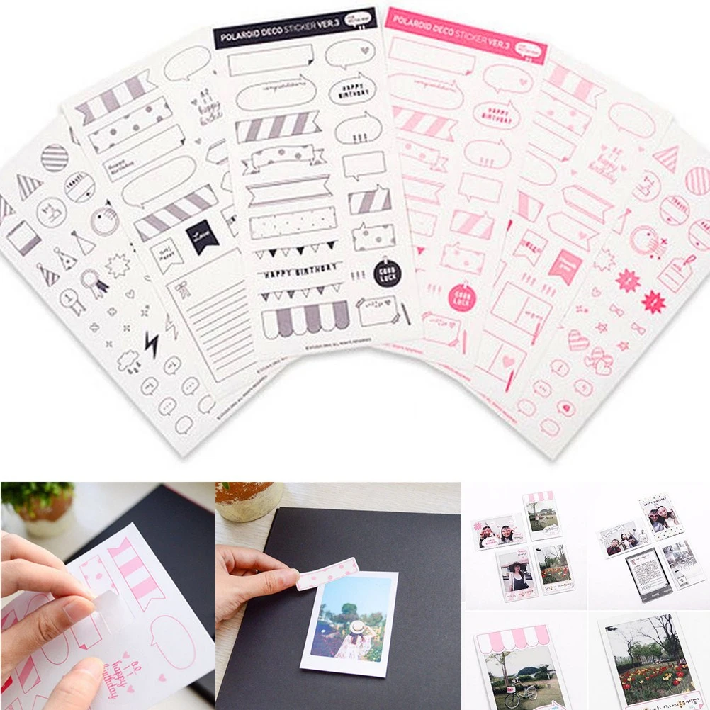 

6 Sheets/lot Diy Album Sticky Notes Seal Sticker DIY Calendar Paper Sticker Scrapbooking Polaroid Diary Decoration Decal 20*10cm