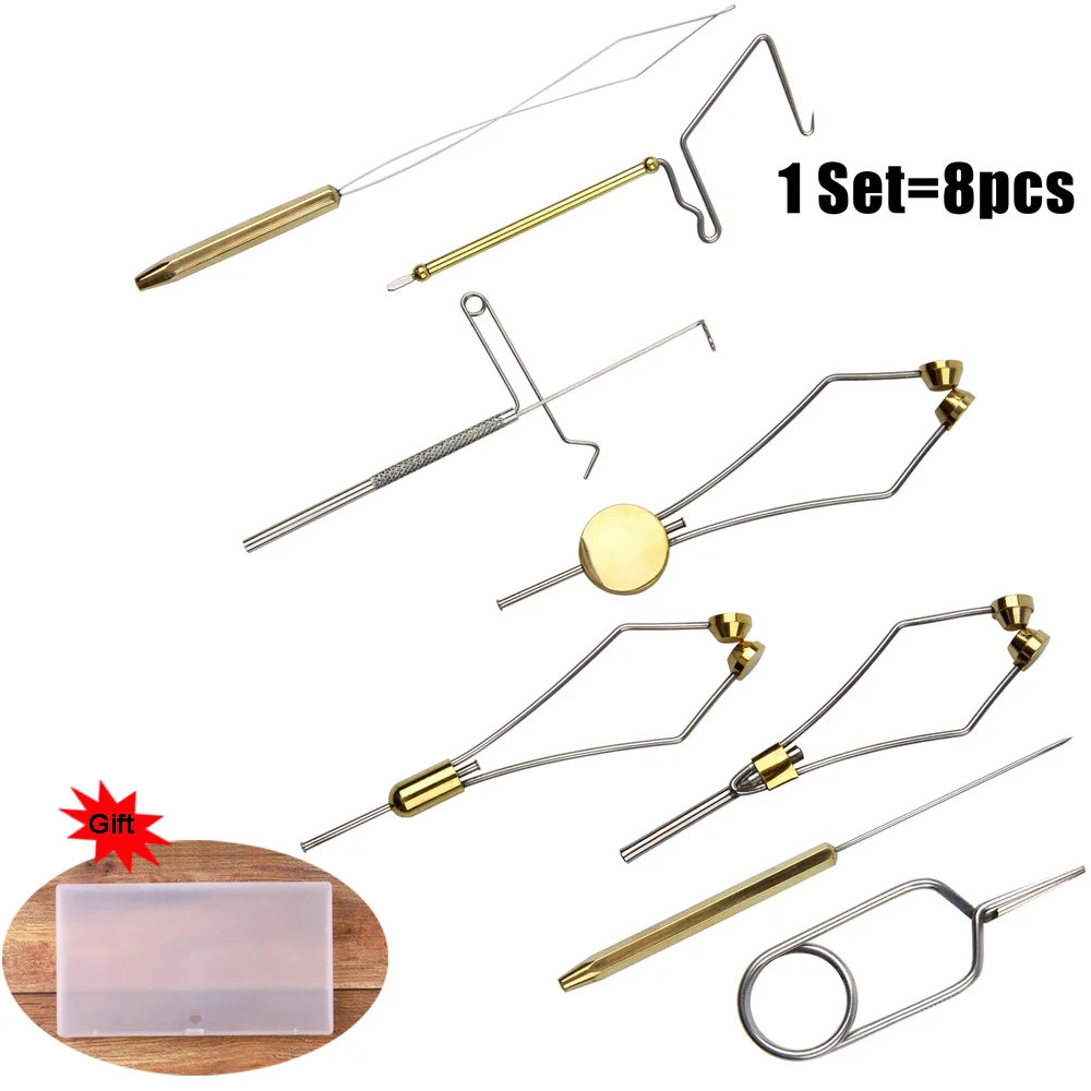 

Fly Tying Tool Kit With Hackle Plier Dubbing Needle Threader Holder Whip Finisher Handle Bullet Bobbin Holder