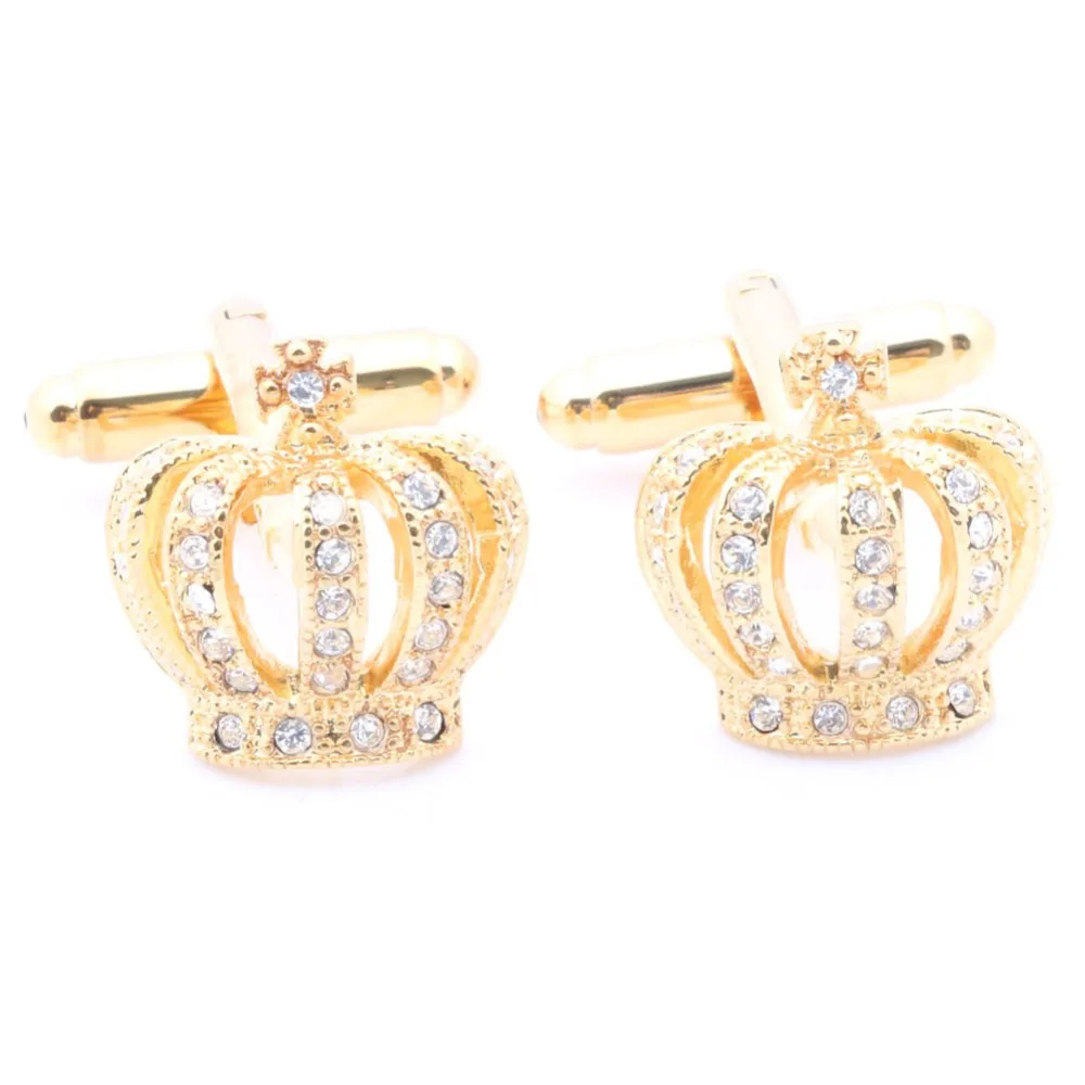 

Promotion! Gold Cufflinks wholesale&retail crystal rhinestone design gold color copper material for men