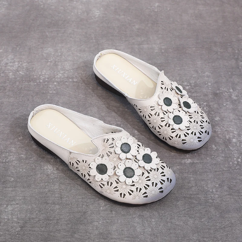 

AARDIMI Retro Handmade Clogs Shoes Women Slippers Genuine Leather Slides Flat With Female Sandalias Mujer Leather Sandal Shoes