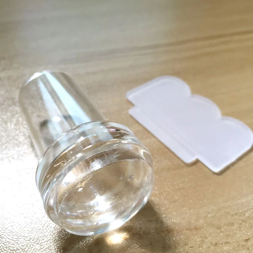 1 шт. дизайн ногтей штамп+ 1 шт. скребок Новая прозрачная; Нейл-арт Мягкий силикон для печати штампов инструменты маленький размер TRND251