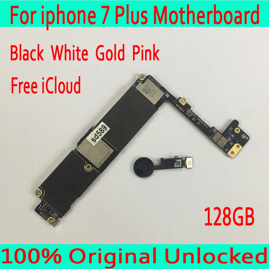 

Free Shipping with Touch ID for iphone 7 Plus Motherboard with NO iCloud,Original unlocked for iphone 7Plus Circuit board,128GB