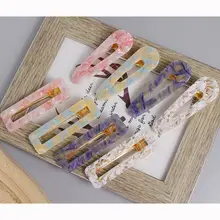 Épingle à cheveux en marbre acide acétique de corée japon mignon goutte d'eau géométrique métal couleur or pince à cheveux pour femmes accessoires de cheveux