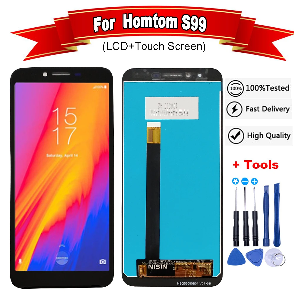

5.5"inch For HOMTOM S99 LCD Display+Touch Screen Digitizer Assembly 100% Original New LCD+Touch Digitizer for S99+Tools
