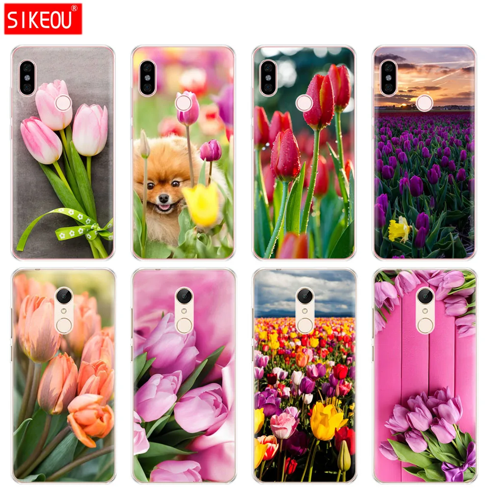 Силиконовый чехол для телефона Xiaomi redmi S2 Y2 6 5 2 3 3s pro PLUS note 4 4X 4A 5A 6A Tulips flower Spring field |