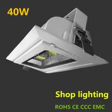 Вращающийся Прямоугольник светодиодный COB светильники 40 Вт литой алюминий белый AC110v-240V магазин освещение CE/ROHS