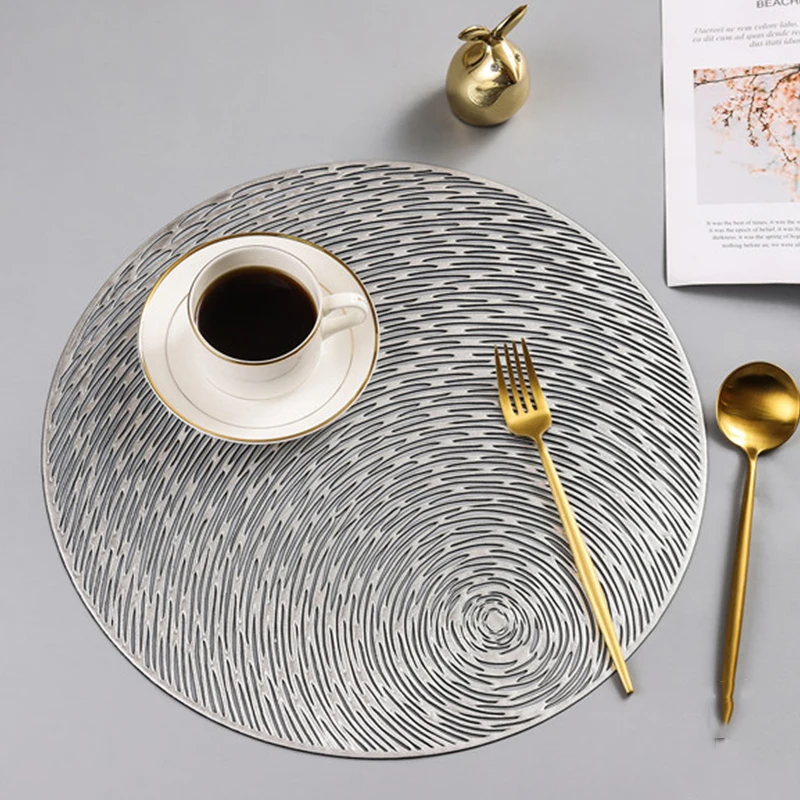 4 قطعة جولة مفرش طاولة s عدم الانزلاق كوستر الجدول الحصير الطعام مفرش طاولة PVC عدم الانزلاق طاولة طعام للمطاعم ملحقاتها