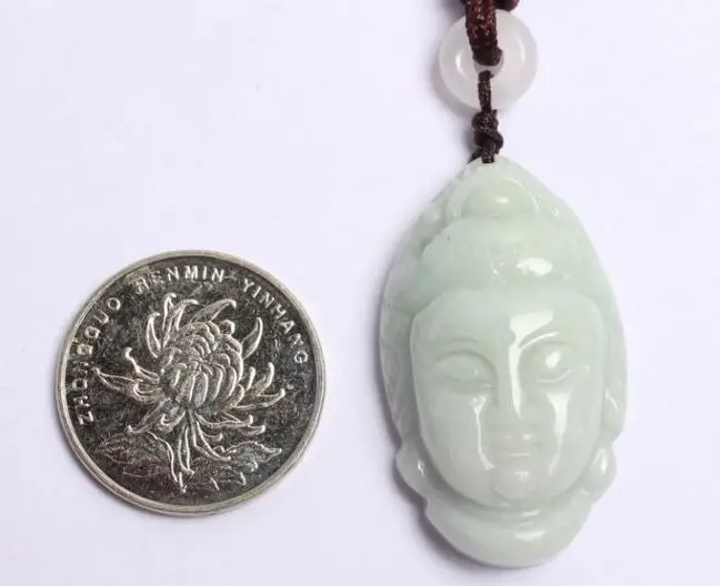 

36mm Natural White Gem Buddhist Bodhisattva Guanyin Pendant Lucky Amulet
