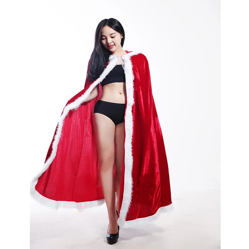 

Women Christmas Hooded Cape Cloak Mrs Santa Claus Cloak Xmas Costume Cappa Cloak Velvet Hooded Cape Vampire Fancy Dress