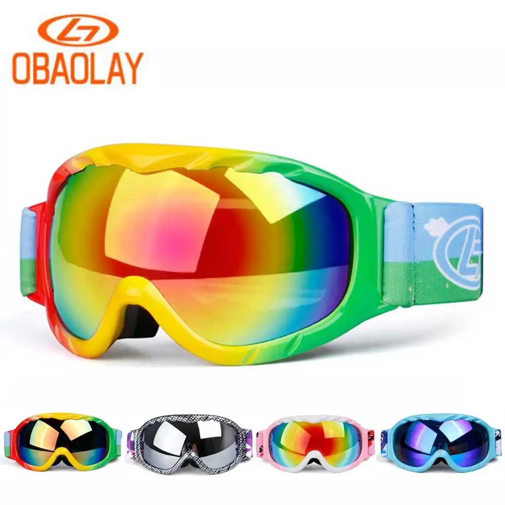 OBAOLAY Snowboard Glasses Children Ski Goggles Anti fog Skiing Mask