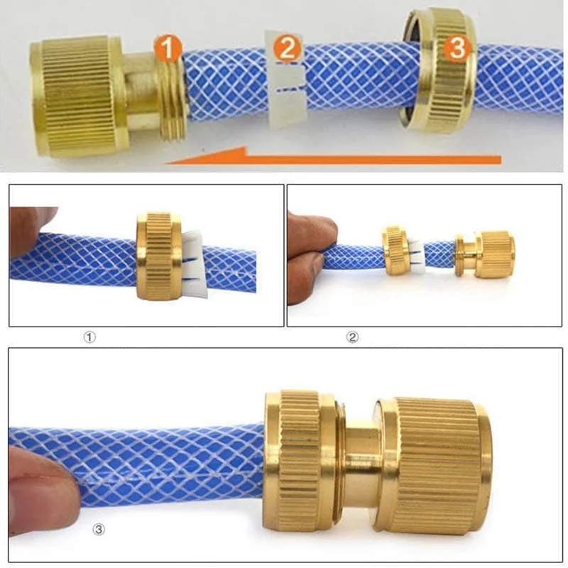 1pcs Brass Hose Tube Adapter Quick Connect Fitting Pipe Connector for Garden Home Garden Water Pipe Tap