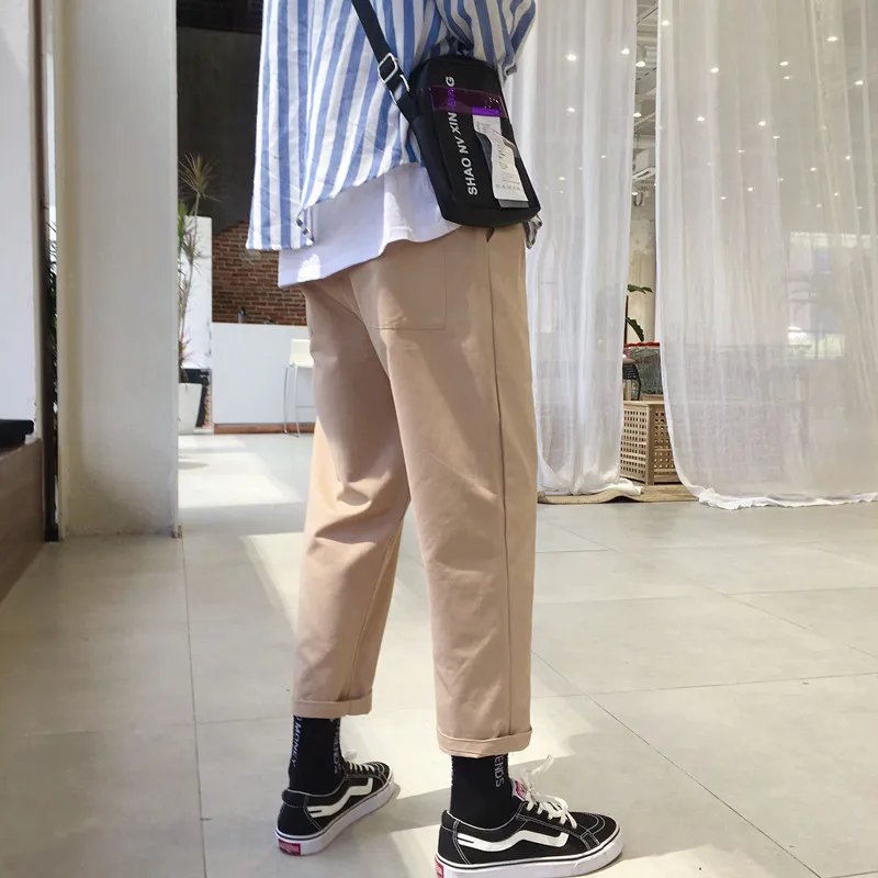 Fashion Casual Men's Harem Pants Spring And Autumn New M-2XL Solid Color Loose Trousers Black Khaki Personality Youth Popular