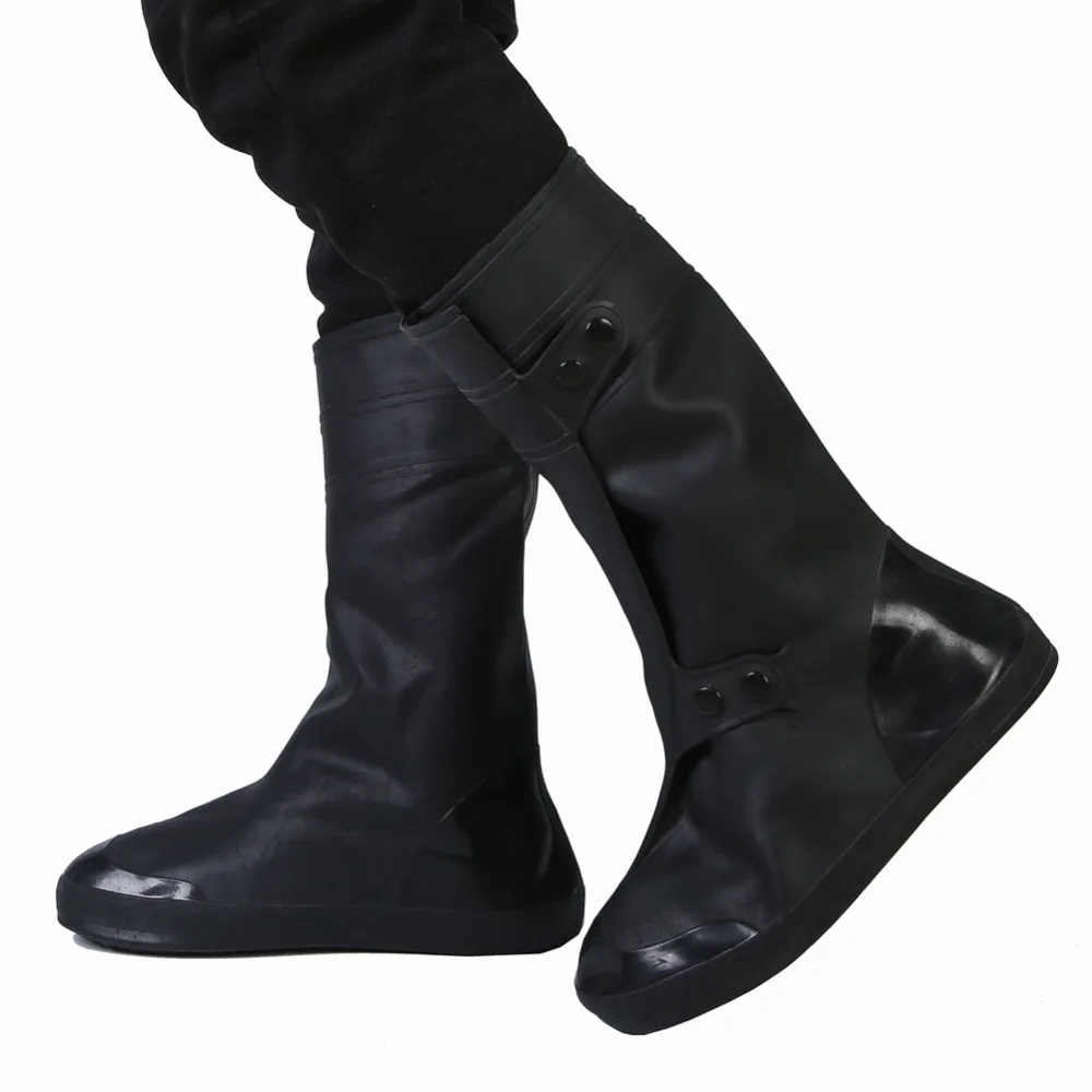 

1Pair Waterproof Shoes Cover Black Non-slip Rain Cover Man Women High-Top Cycling Shoes Cases Reusable Rain Warm Boots Overshoes