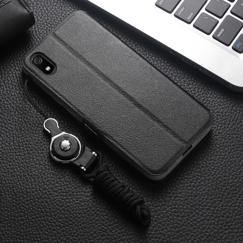 Фото Деловой Чехол-книжка из искусственной кожи с окошком для Xiaomi Redmi 8A 8 Note 8 7 Pro 4A Mi Max 2 Mi 8 SE Lite, чехол с пряжкой и ремешком №4