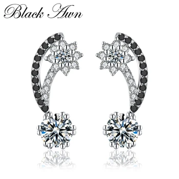

Neo-Gothic 3.3g 925 Sterling Silver Jewelry Black&White Stone Cute Engagement Stud Earrings for Women T103