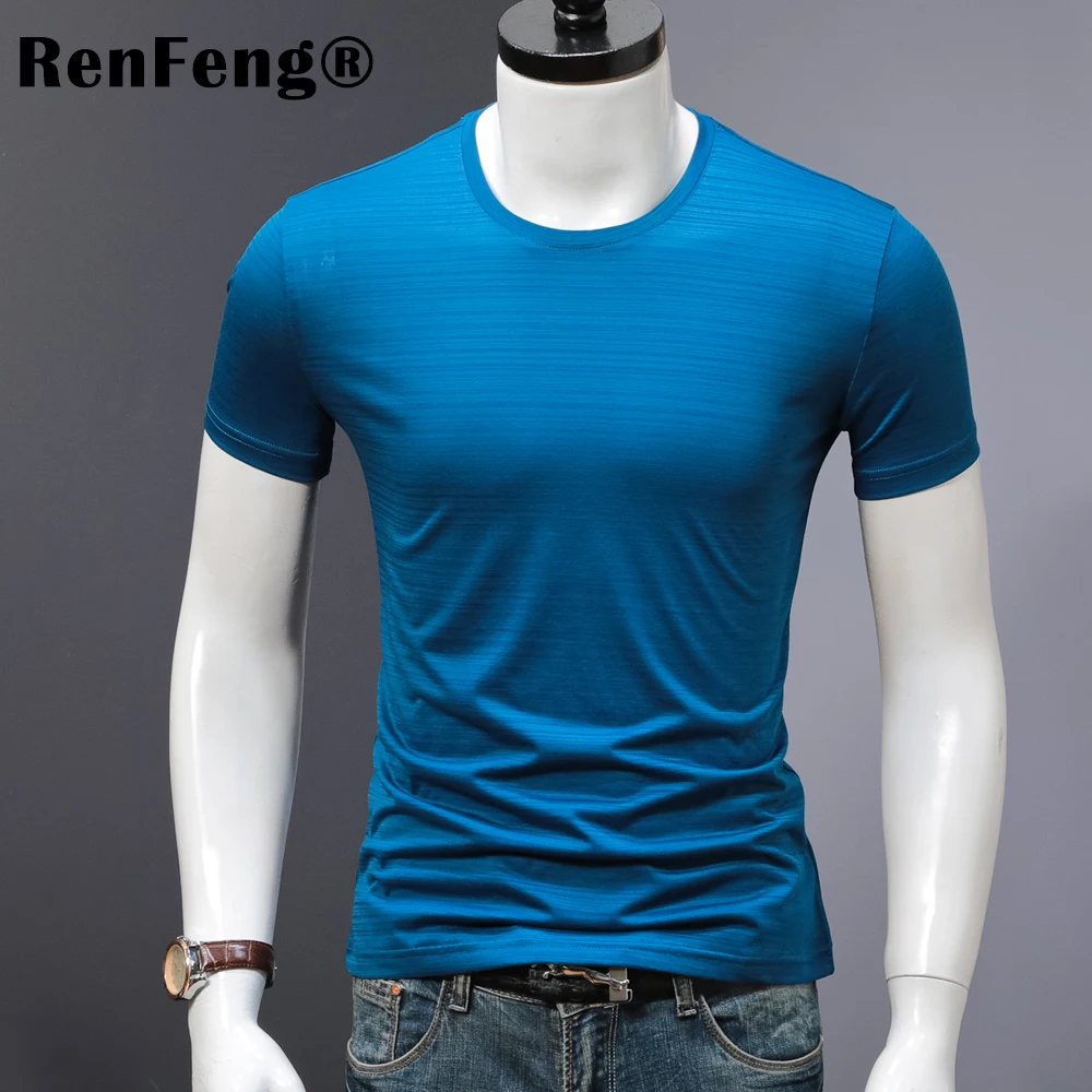 Smart Casual tshirt men luxury mercerized cotton t shirt mens clothes 2018 fashion streetwear cool t-shirt blank black blue tops (2)