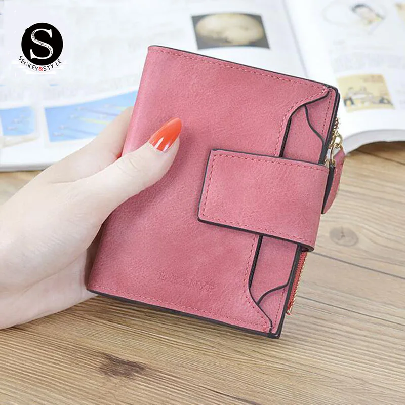 

Senkey Style Womens Wallets And Purses 2017 Credit Card Holder Famous Brand Coin Purse Wallet Women Small Leather Scrub Buckle