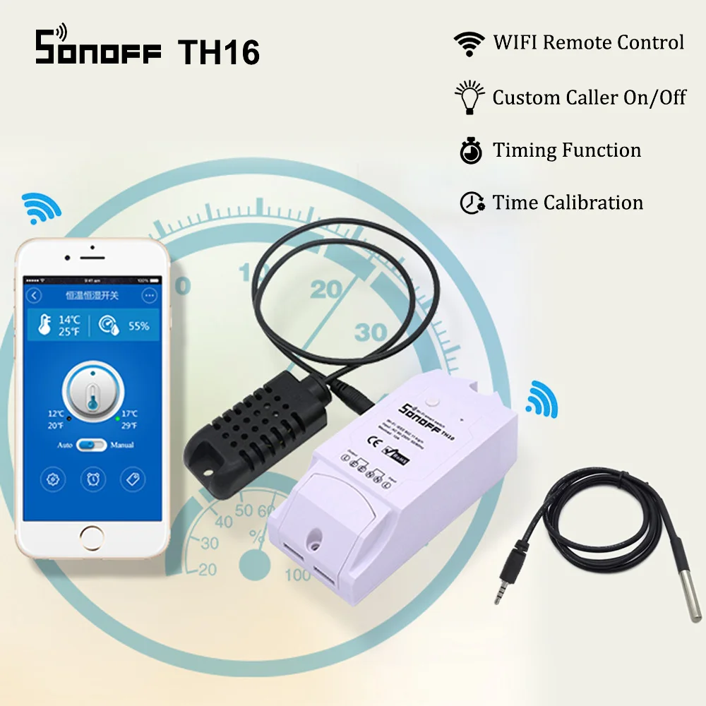 

Sonoff Smart Wifi Switch TH16 Monitoring Temperature Humidity Smart Wifi Switch Home Automation Kit Works With Alexa Google Home