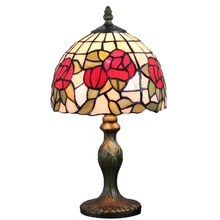 Настольные лампы Tiffany стиль Роза цветок витражный стеклянный стол светильник Средиземноморский Морской стиль спальня