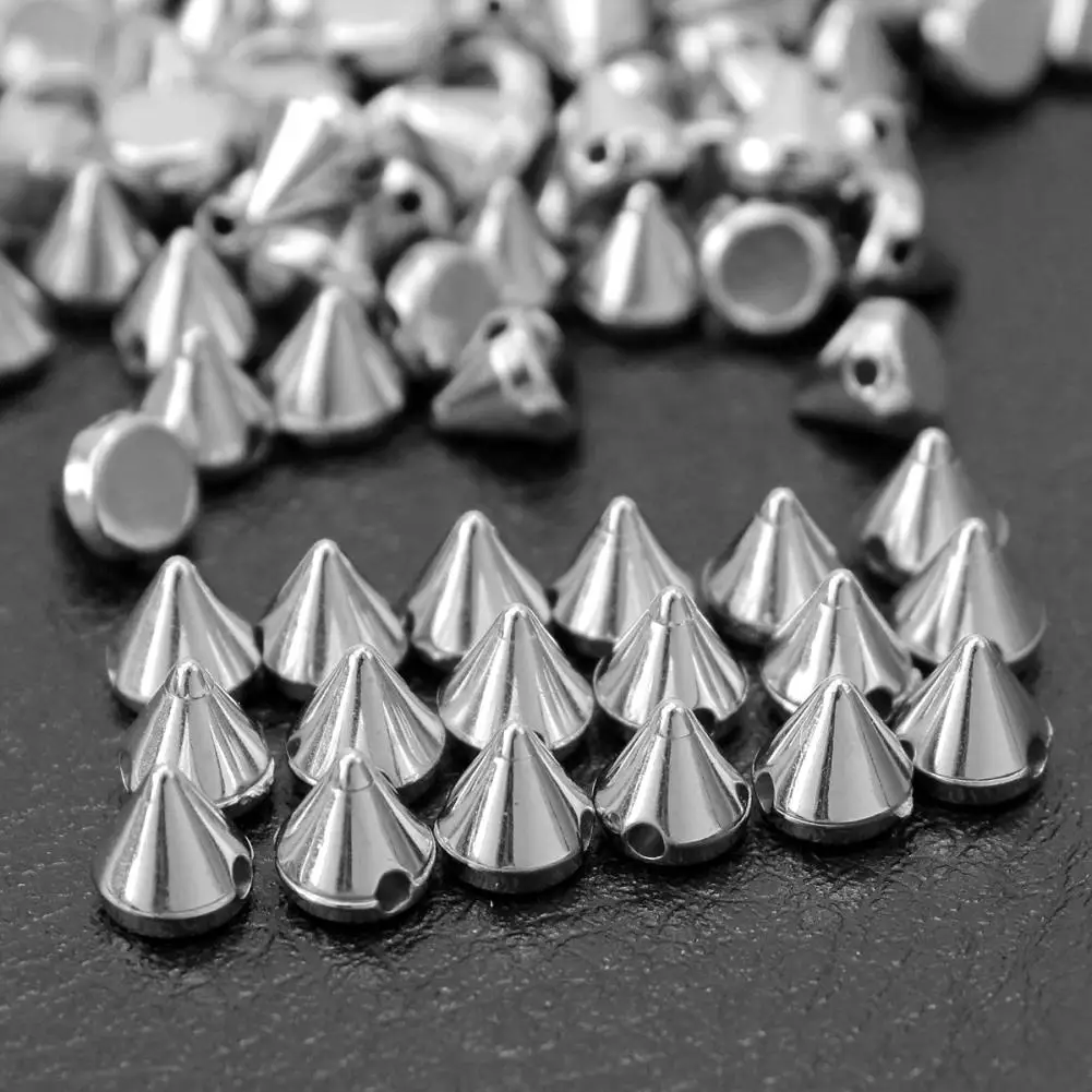 

100 Pcs Silver Rivet Studs Punk Rock DIY Leathercraft Jewelry Bracelet Accessory Sewing Spike Bag Apparel Decoration ABS Plastic