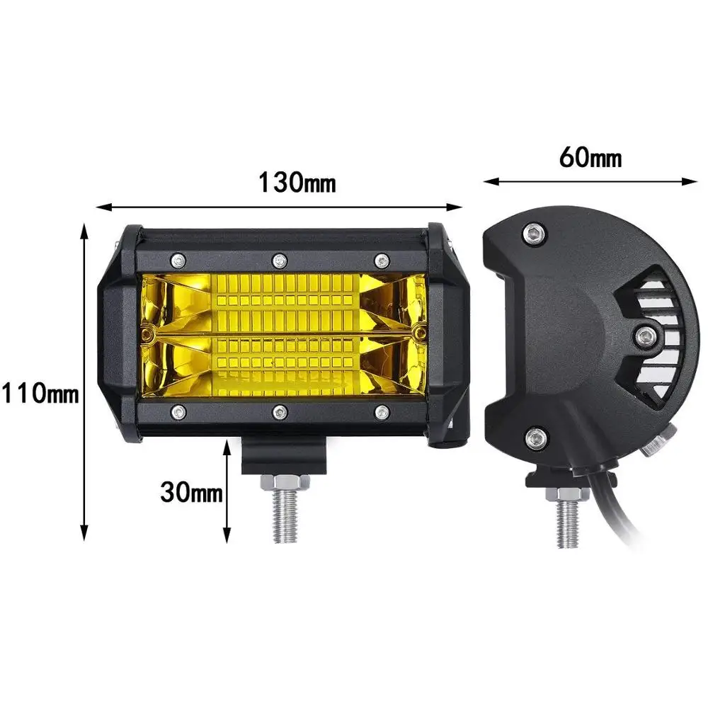 5 дюймов 72 Вт светодиодный рабочий светильник бар внедорожный прожектор светильник s IP67 Водонепроницаемый вождения противотуманный светильник s для грузовика автомобиля ATV SUV лодки - Цвет: 1 pcs yellow