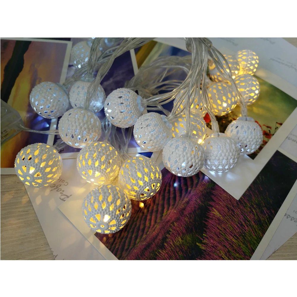 Марокканский шар, сказочный светильник, теплый белый, 3 м, 20 светодиодный Сказочный фонарь, Рождественская елка, украшение дома, сада, светильник на батарейках