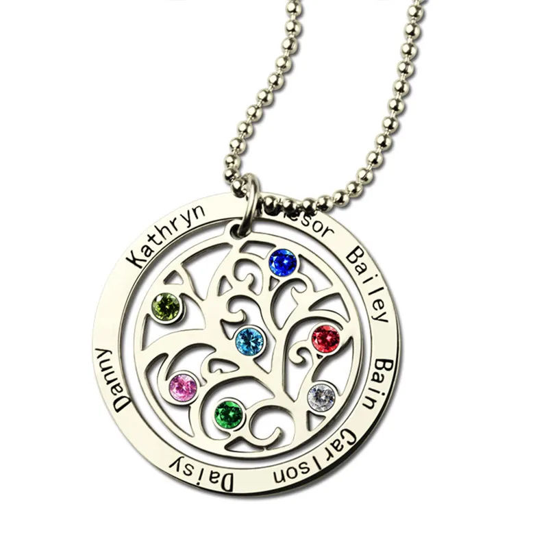 

personalized 925 Silver Women's Necklaces Jewelry Custom Name Birthstone Necklaces Pendant Gift to Mom#SS40