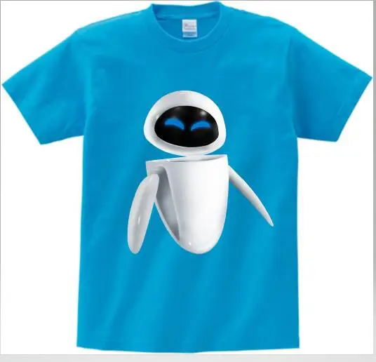 cute WALL-E robot funny tshirt Children summer T shirt new white casual Tee shirt Children walle T Shirt MJ - Color: blue childreT-shirt